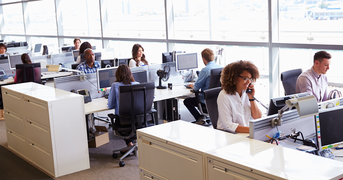 busy office filled with workers
